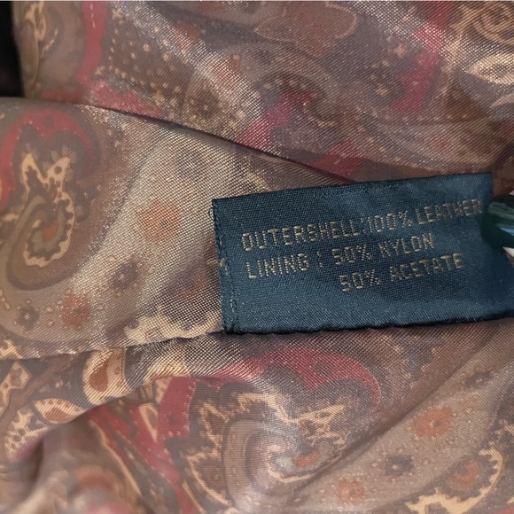 G III Vintage 100% Leather Tan Trench Coat Ornate Floral Detail - Picture 10 of 10